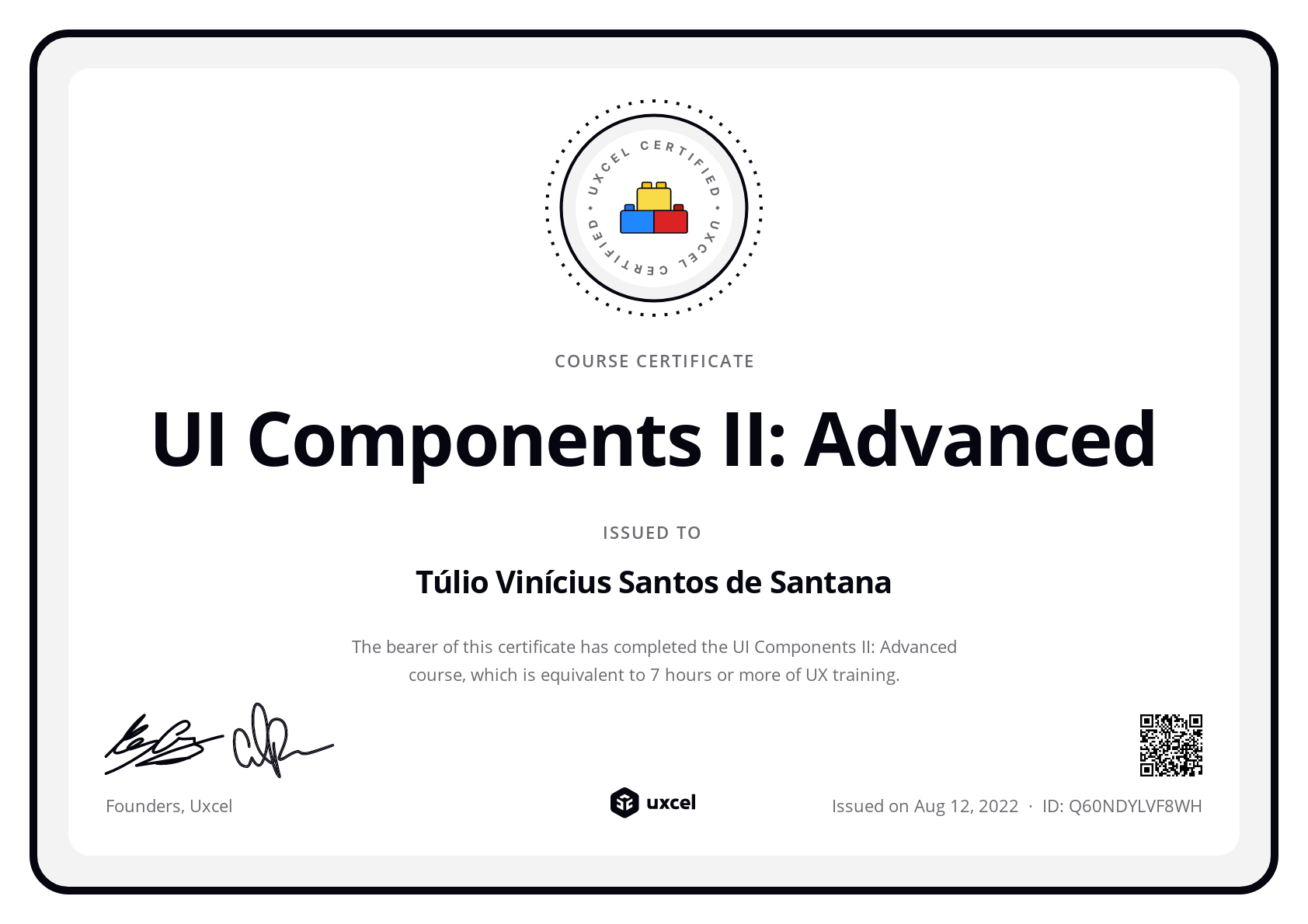 Túlio Santana's certificate